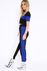 Blue White and Black Colour Block Co-ord - Jacey