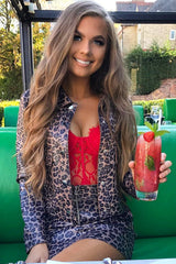 Leopard Print Coated Skirt - Letta