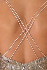 Gold Glitter Cross Back Strappy Playsuit - Jaclyn