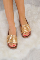 Rose Gold Faux Leather Chain Sliders - Jacqui