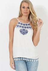 White Pom Pom Detail Top - Jada
