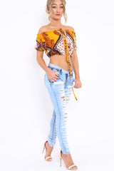 Mustard Paisley Print Crop Top - Jada
