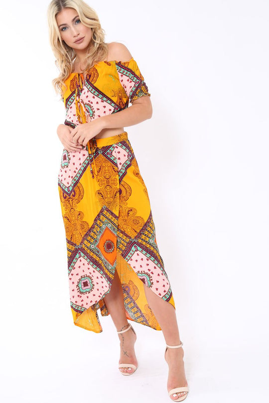 Mustard Paisley Print Skirt - Jada