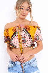 Mustard Paisley Print Crop Top - Jada