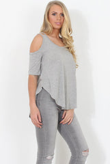 Grey Cold Shoulder Top - Jade