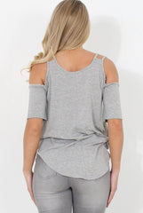 Grey Cold Shoulder Top - Jade