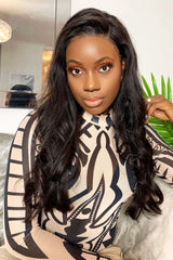 Nude Black Mesh Long Sleeve Patterned Bodysuit - Caci