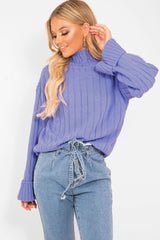 Lilac Knit High Neck Jumper - Jaelynn