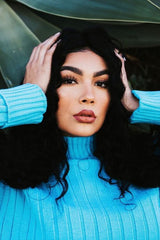 Turqouise Knit High Neck Jumper - Jaelynn