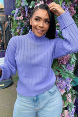 Lilac Knit High Neck Jumper - Jaelynn