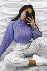 Lilac Knit High Neck Jumper - Jaelynn
