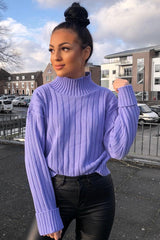 Lilac Knit High Neck Jumper - Jaelynn