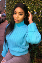Turqouise Knit High Neck Jumper - Jaelynn