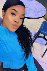 Turqouise Knit High Neck Jumper - Jaelynn