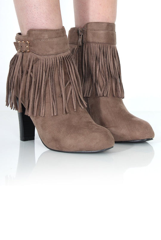 Jai Khaki Tassel Ankle Boot