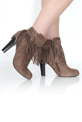 Jai Khaki Tassel Ankle Boot