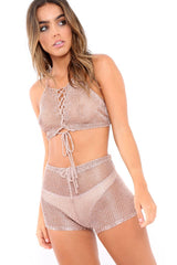 Rose Gold Metallic Knit Co-ord - Jaidyn