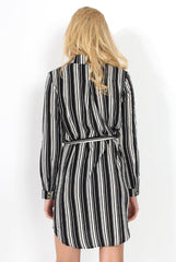 Jaime Black and White Striped Shirt Dress