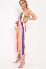 Multi Stripe Tie Waist Jumpsuit - Jakai