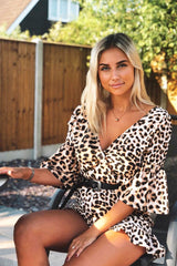 Leopard Print Wrap Front Playsuit - Jamina