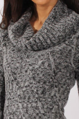 Grey Thick Knit Turtleneck Jumper Dress - Jameigh