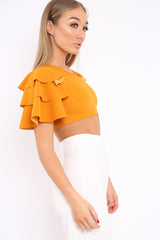 Mustard Crop Top Frill Arms - Jameila