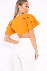 Mustard Crop Top Frill Arms - Jameila