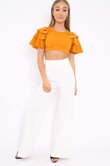 Mustard Crop Top Frill Arms - Jameila