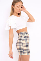 White Crop Top Frill Arms - Jameila