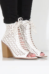 James White Cut Out Lace Up Boots