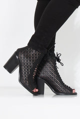 James Black Cut Out Lace Up Boots