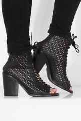 James Black Cut Out Lace Up Boots
