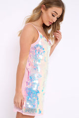 Pink Small Sequin V Neck Dress - Jamey