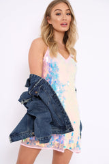 Pink Small Sequin V Neck Dress - Jamey