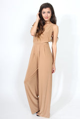 Jan Nude Deep V Neck Jumpsuit