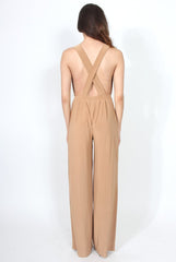 Jan Nude Deep V Neck Jumpsuit