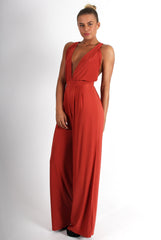 Jan Rust Deep V Jumpsuit