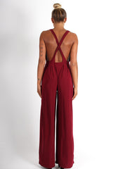 Jan Wine Deep V Jumpsuit