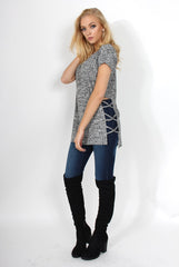 Jana Grey Tie Up Side Top