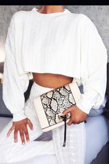 Cream Cable Knit Batwing Jumper Loungwear Set - Janea