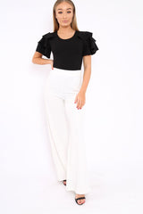 Black Bodysuit Frill Arms - Janeva