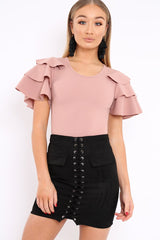 Nude Bodysuit Frill Arms - Janeva