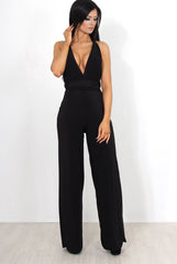 Jano Black Deep V Plunge Jumpsuit