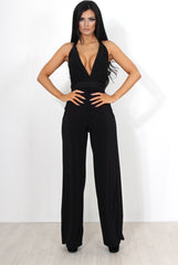 Jano Black Deep V Plunge Jumpsuit