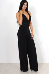 Jano Black Deep V Plunge Jumpsuit
