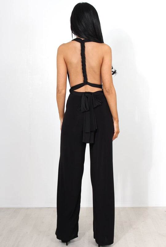 Jano Black Deep V Plunge Jumpsuit