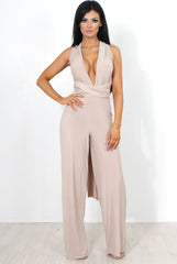 Jano Nude Deep V Plunge Jumpsuit