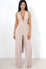 Jano Nude Deep V Plunge Jumpsuit