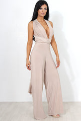 Jano Nude Deep V Plunge Jumpsuit