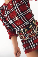 Red Tartan Knit Mini Skirt - Chantelle